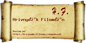 Hrivnyák Filomén névjegykártya